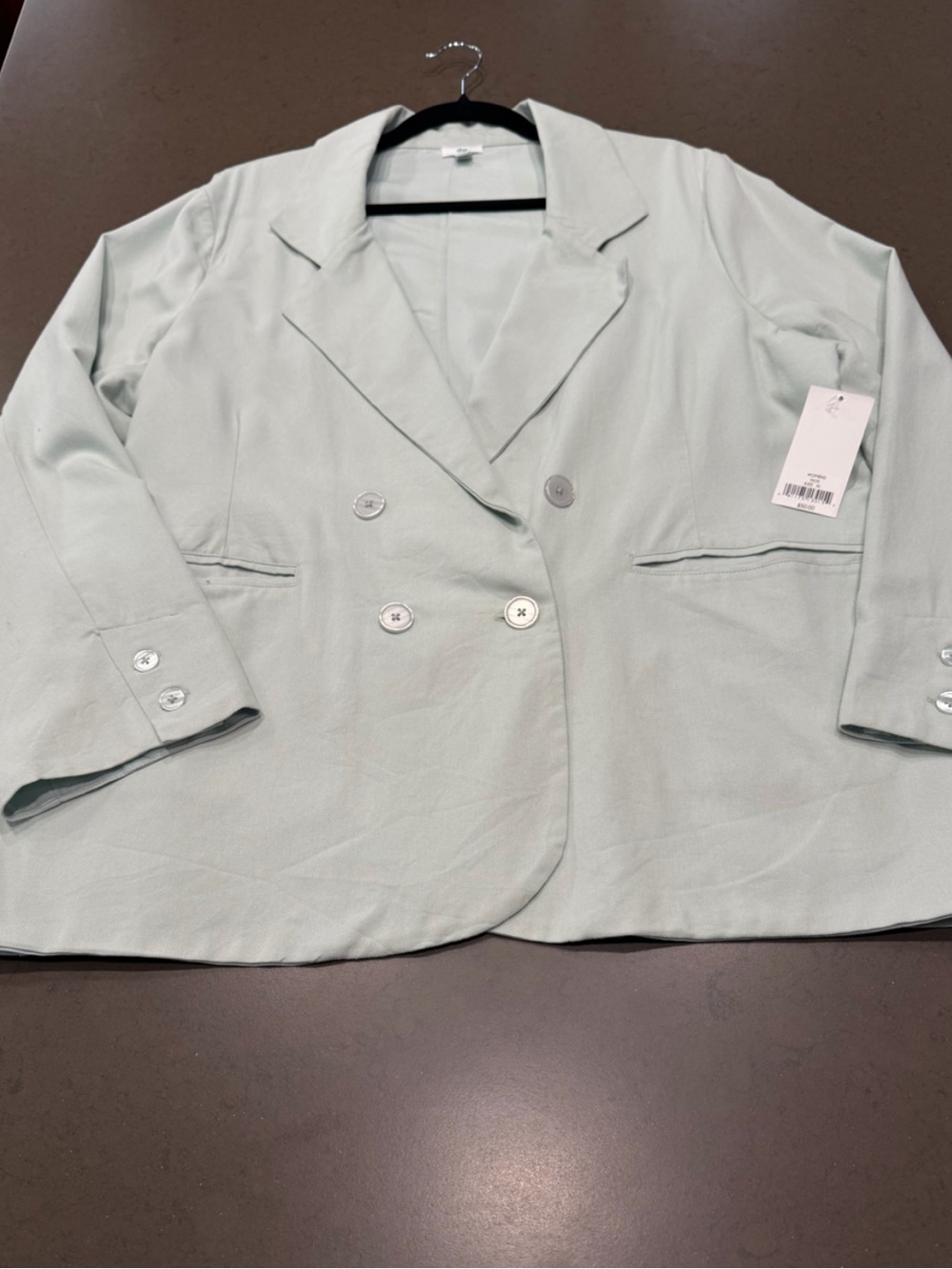 NWT Dip Women's Light Green Double-Breasted Blazer - Size XL